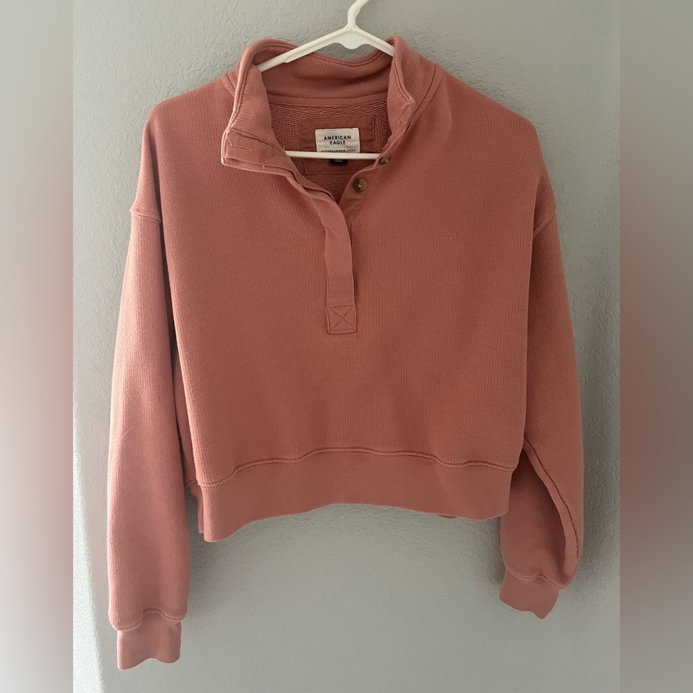American Eagle Outfitters Mauve Pink Waffle Pullover Sweatshirt